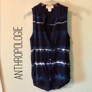 Anthropologie tie-dye button blouse